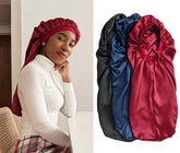 Custom Logo Single Layer Wide Band Long Satin Bonnets For Big Braids